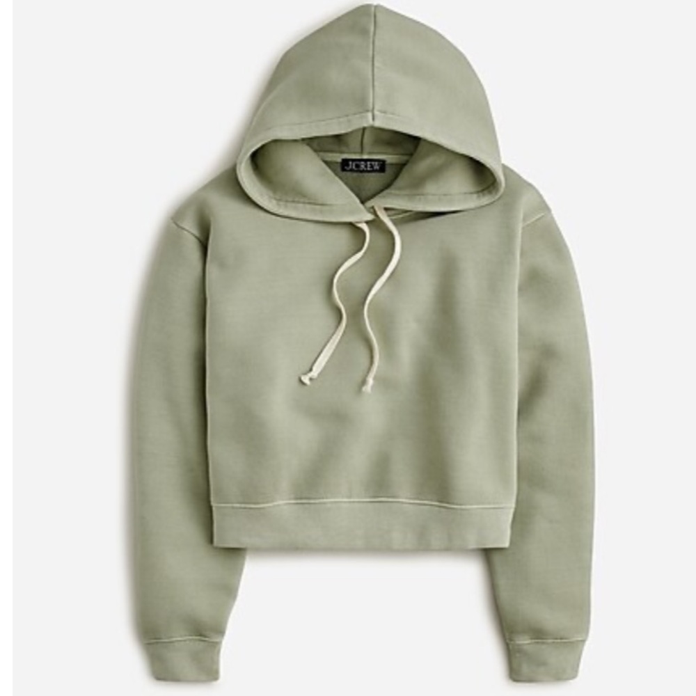 NWT J Crew Heritage Fleece Cropped Hoodie in Pale Surplus - Size M